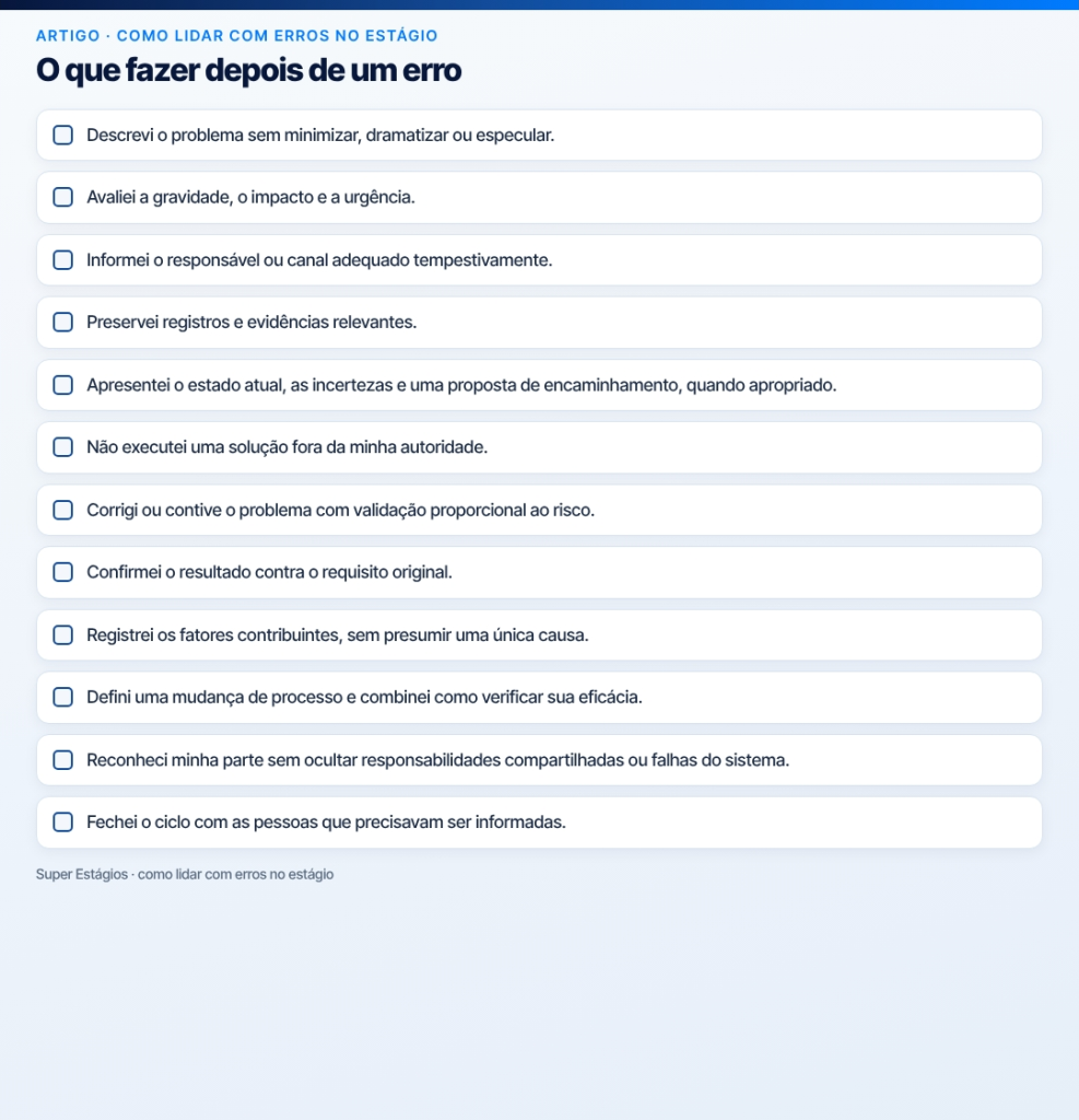 erros no estágio
