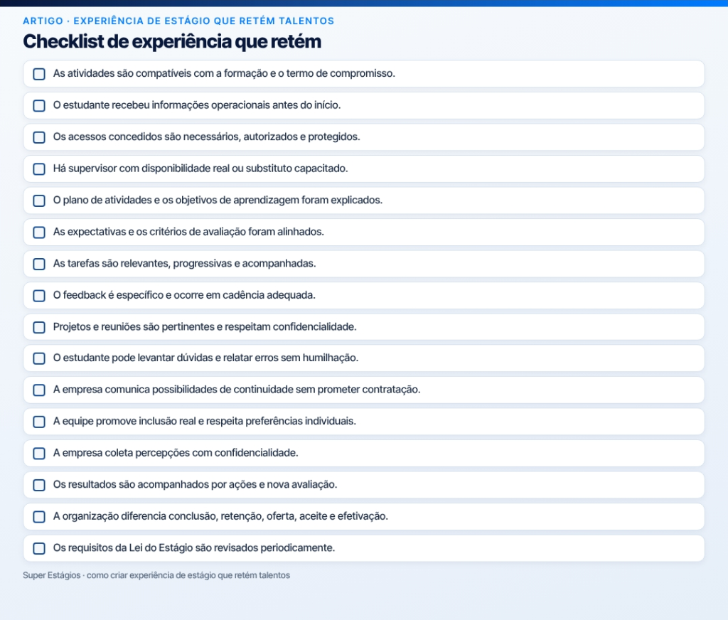experiência de estágio