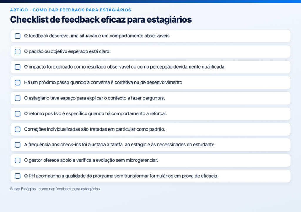 feedback para estagiários