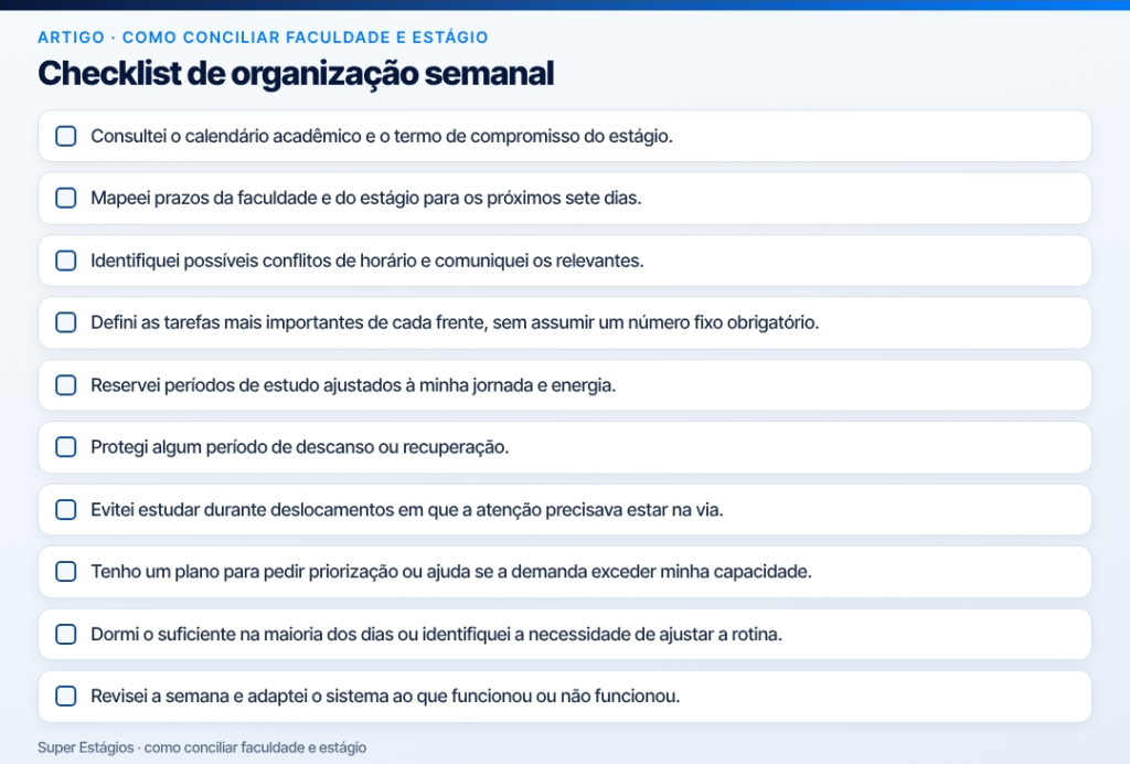 faculdade e estágio