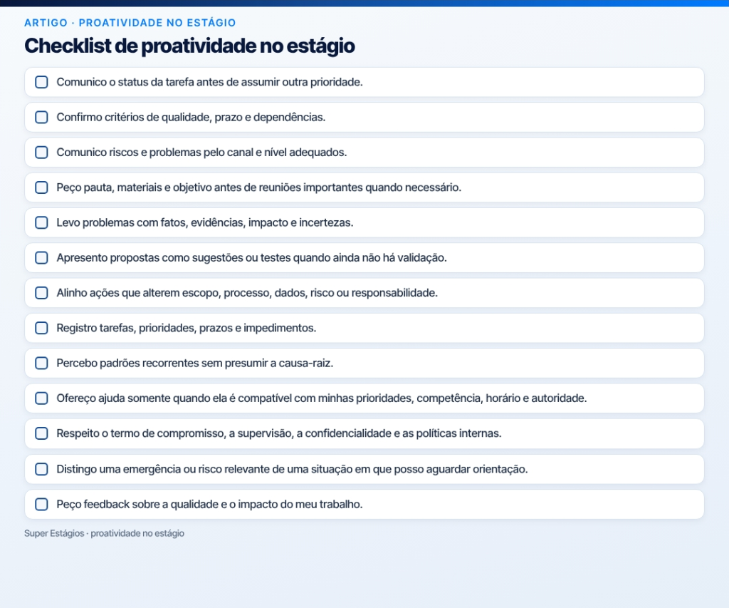 proatividade no estágio