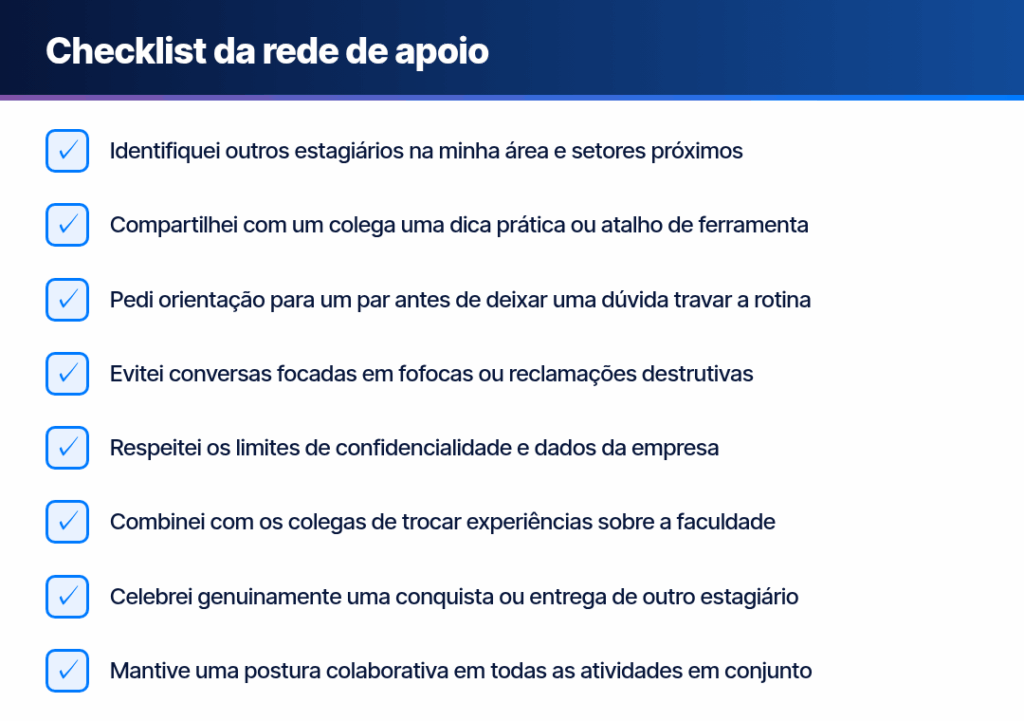 rede de apoio entre estagiários