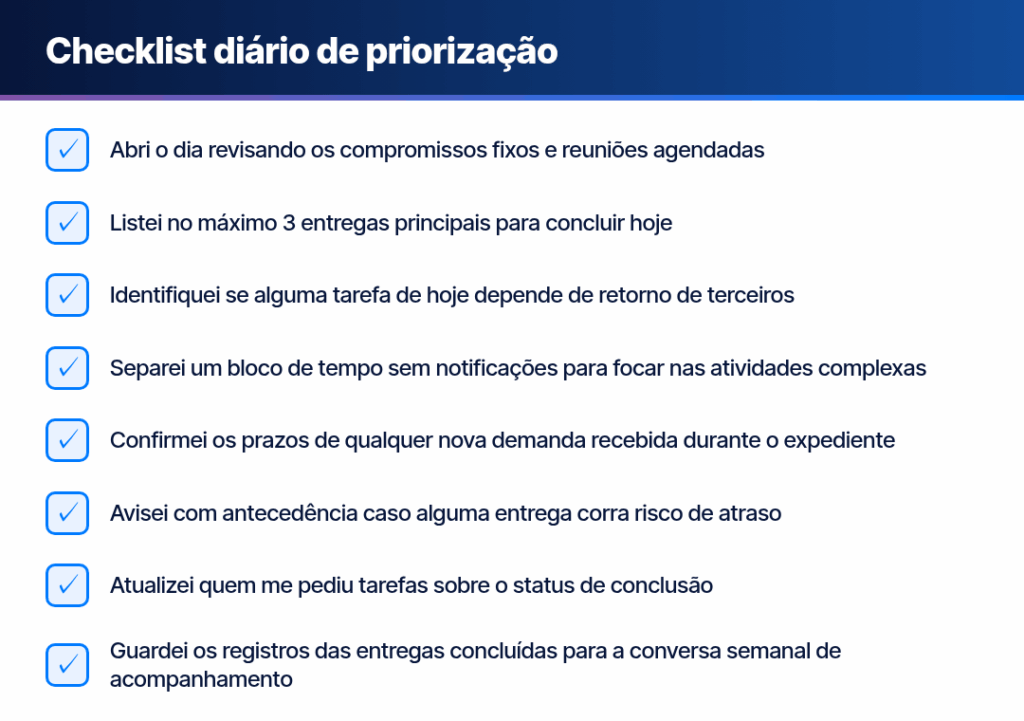 priorizar tarefas no estágio